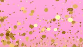 Pink background with gold confetti dots